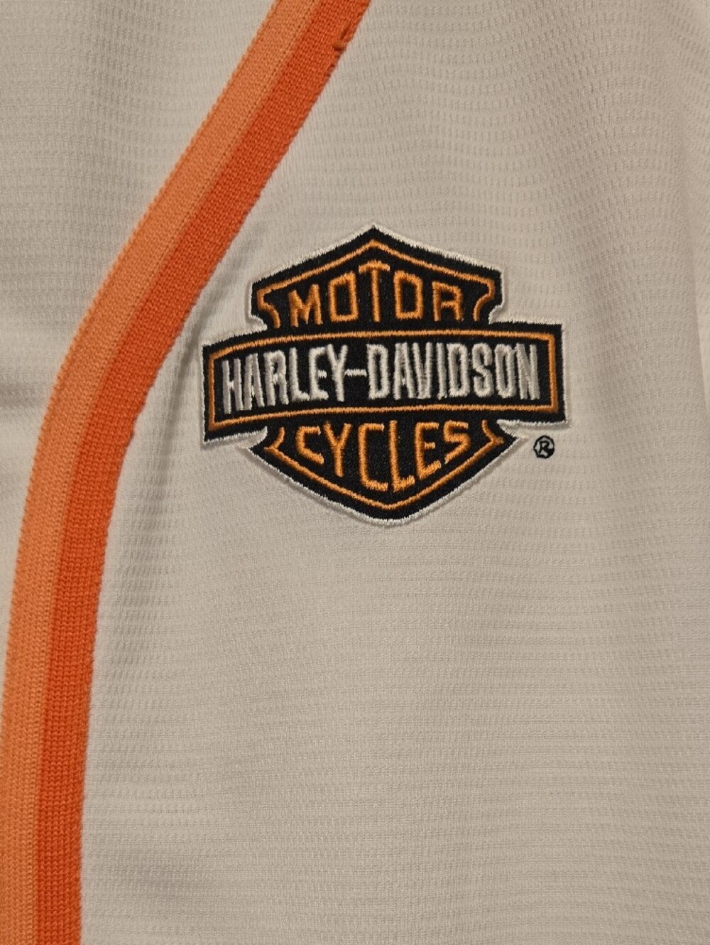 Harley-Davidson White and Orange Baseball-Style Jersey - Picture 2 of 6
